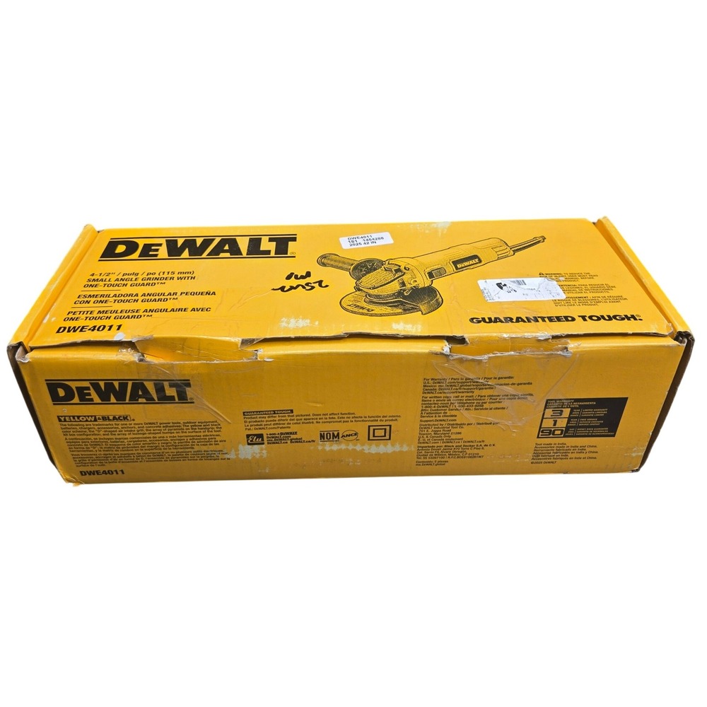 DEWALT DWE4011 4-1/2 Inch 7 Amp Corded Small Angle Grinder Type 15 Light Use